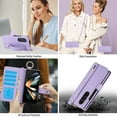 thumbnail image 5 of Dteck for Samsung Galaxy Z Fold 3 Wallet Case with S Pen Holder & Crossbody Lanyard Strap & Wrist Strip, Shockproof Stylish Protective Cover for Galaxy Z Fold 3,Lightpurple, 5 of 9