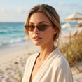 thumbnail image 3 of Retro Oval Sunglasses for Women Chic Cat Eye 90s Sunnies Y2K Trendy Narrow Shades Lightweight Frame UV Protection Designer Square Small Rectangle Sun Glasses, 3 of 7