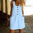 thumbnail image 2 of Rvasteizo Women Solid Midi Dress Crew Neck Sleeveless Summer Casual Daily Vacation Wear, 2 of 5