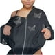 thumbnail image 1 of Chaqueta suelta de manga larga negra con capucha y cremallera para perforación en caliente para mujer Fridja  ghj987+2267, 1 of 9