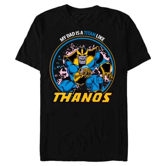 Marvel Father's Day My Dad is a Titan Like Thanos - Short Sleeve Blended T-Shirt for Adults - Customized-Black