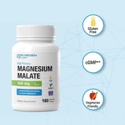 Puregen Labs Magnesium Malate 500mg | High Potency Elemental Magnesium | Superior Absorption, Non-GMO, NO Gluten and Dairy, Supports Muscle, Joint, and Heart Health | 180 Veggie Caps | 2PK