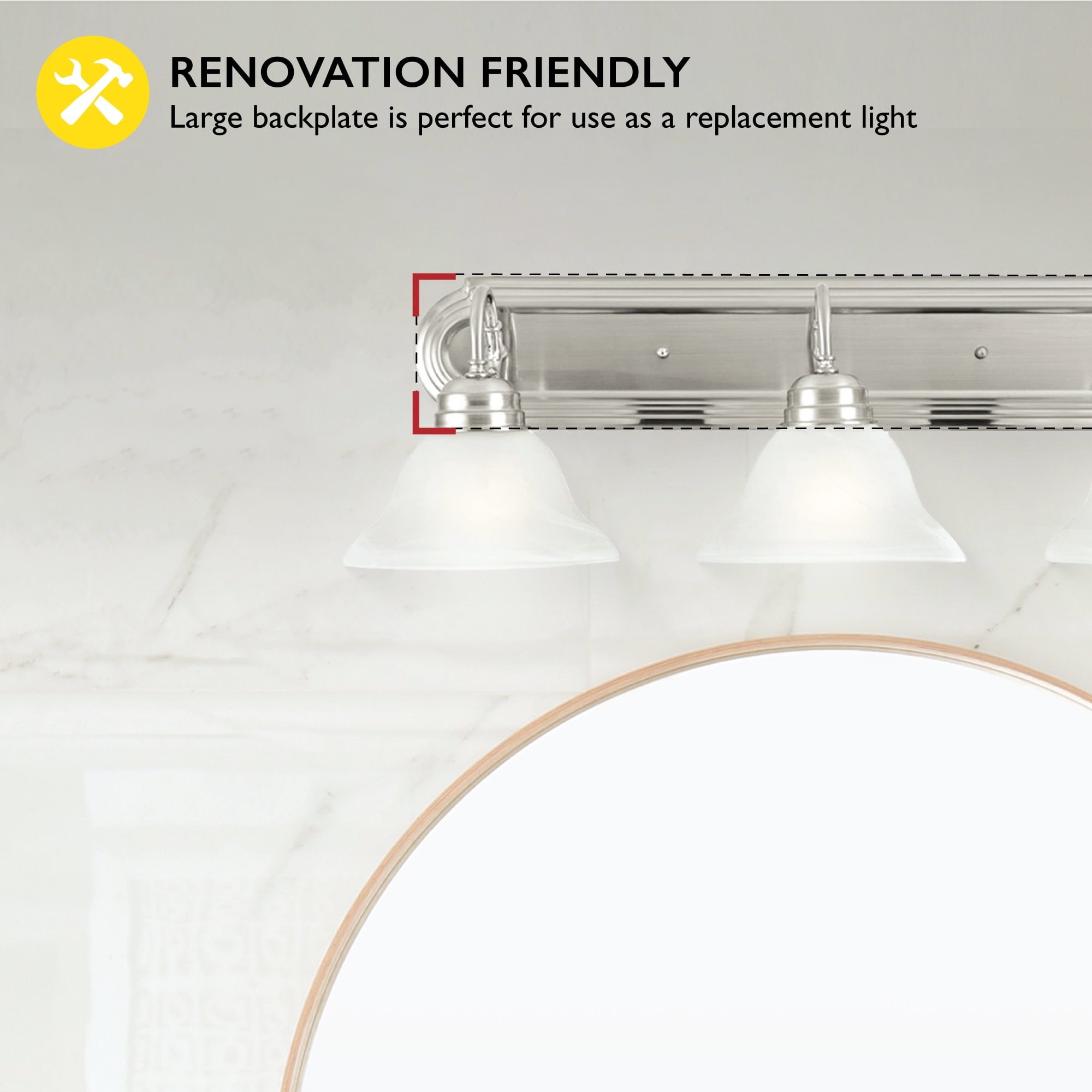 Design House Millbridge Transitional 3-Light Satin Nickel Vanity Light with Frosted Glass