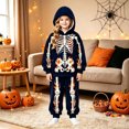 thumbnail image 2 of CAIVO Girls Halloween Outfit Sets Skeleton Printed Hooded Long Sleeve Sweatshirt Pants Two Piece Casual Fall Tween Pullover Tracksuit Kid Party Matching Clothing Set, 2 of 5