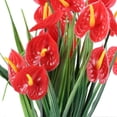 thumbnail image 4 of 4 Bunches Artificial Fake Flowers Faux Anthurium Plants Plastic Shrubs Bushes Greenery Indoor Outsid, 4 of 5