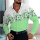 thumbnail image 1 of Camisa con solapa abotonada y diseño de llama de fénix para hombre moderna informal geométrica para fiestas al aire libre suave y cómoda nueva talla grande, 1 of 6