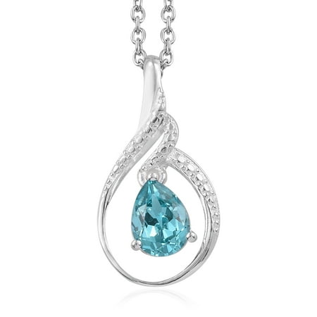 Double Swarovski Crystal Drop Necklace - Made with SWAROVSKI Crystal Light Blue Teardrop Chain Pendant Necklace for Women Jewelry 20