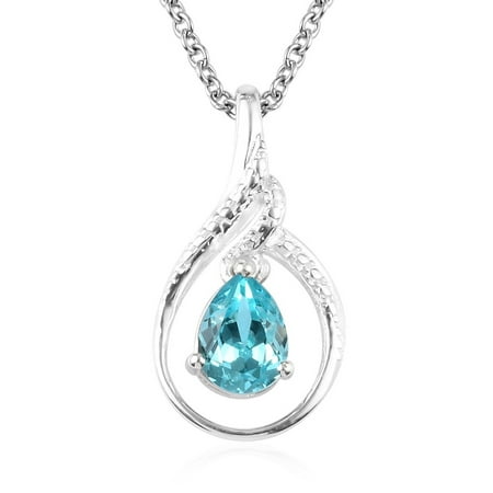 Made with Swarovski Crystal Light Blue Teardrop Chain Pendant Necklace Jewelry 20