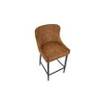 thumbnail image 3 of Upholstered Stool with Tufted Polyurethane Seat in Cognac Brown (Set of 2), 3 of 4
