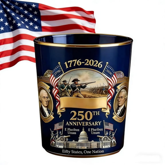 U.S. 250th Anniversary Commemorative Whiskey Bottle, 1776,2026 America 250 Heritage Decanter, Patriotic Fathers Day Gift for Liquor Scotch and Bourbon, Founding Fathers Stained Glass