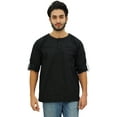 thumbnail image 6 of Atasi Men's Round Neck Short Kurta Cotton Roll-Over Sleeves Black Ethnic Shirt-Small, 6 of 8
