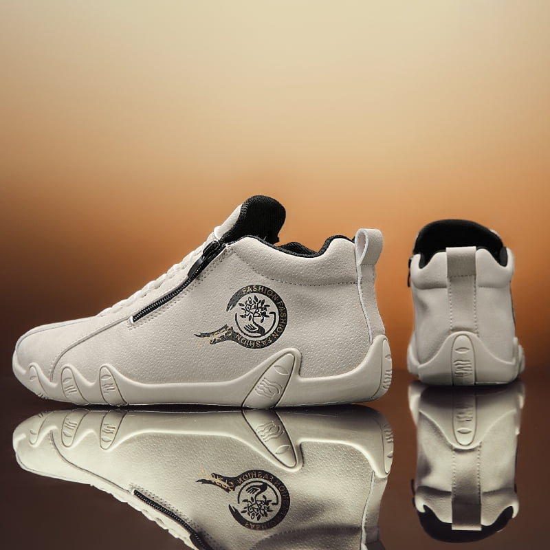 CORASUN Men's Waterproof Casual Shoes, Lightweight & Non-Slip, with Side Zipper, for Daily Wear, Hiking, Driving, High-Top Fashion Sneakers
