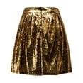 thumbnail image 6 of Women Sequin Skirt Sparkly Cute High Waist Ruffle Flowy Shiny Glitter Mini Short Skirts Night Out Club Party S Gold, 6 of 6