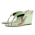 thumbnail image 2 of YDN Women Open Round Toe Flip Flops Slip On Wedge High Heel Slides Sandals Casual Dress Thong Shoes Size 4 Green, 2 of 4
