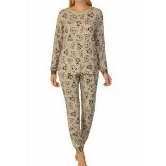 Disney Ladies' Plus Winnie the Pooh Pajama Set 2-Piece, Brown XXL