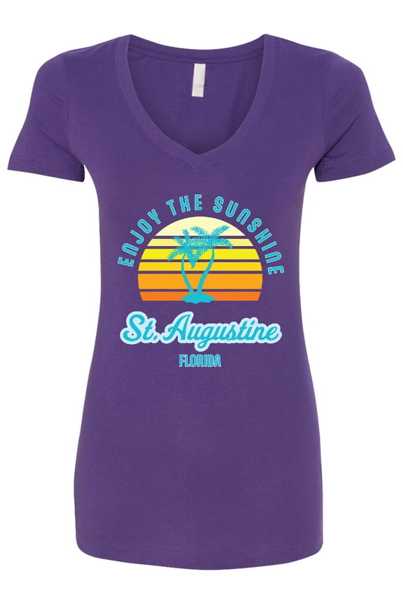 Summer Enjoy the Sunshine St. Augustine Florida in Blue Women's V-Neck T-Shirt
