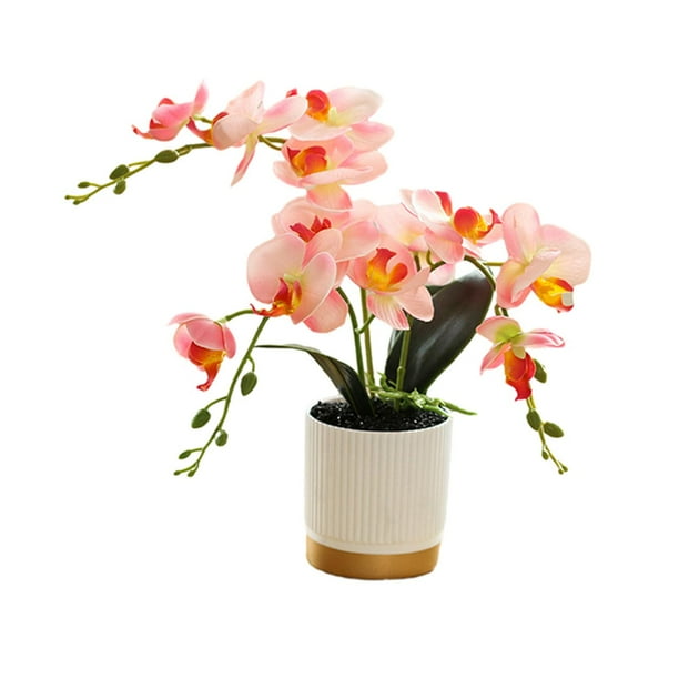 Bonsái de flores artificiales para decoración del hogar, centros de mesa realistas Rosa