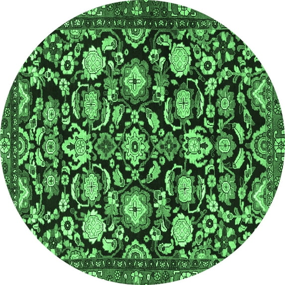 Ahgly Company Indoor Round Persian Emerald Green Traditional Area Rugs, 3' Round