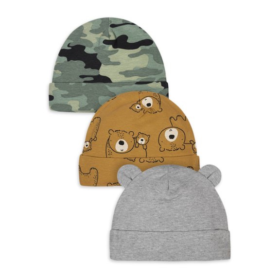 Gerber Organic Cotton Baby Boy Cap, 3 Pack