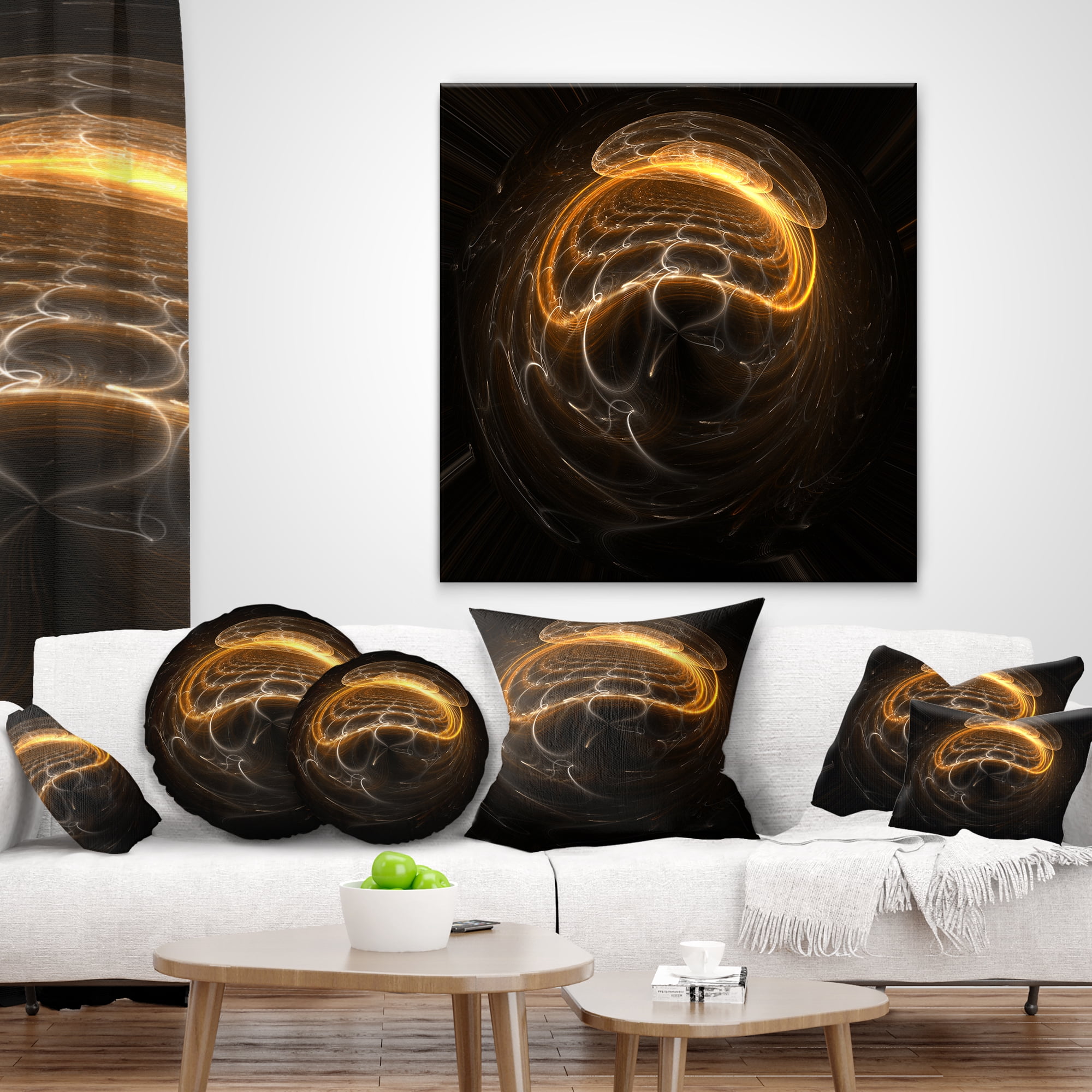 Designart Beautiful Fractal Sphere Pattern - Flower Throw Pillow - 12x20