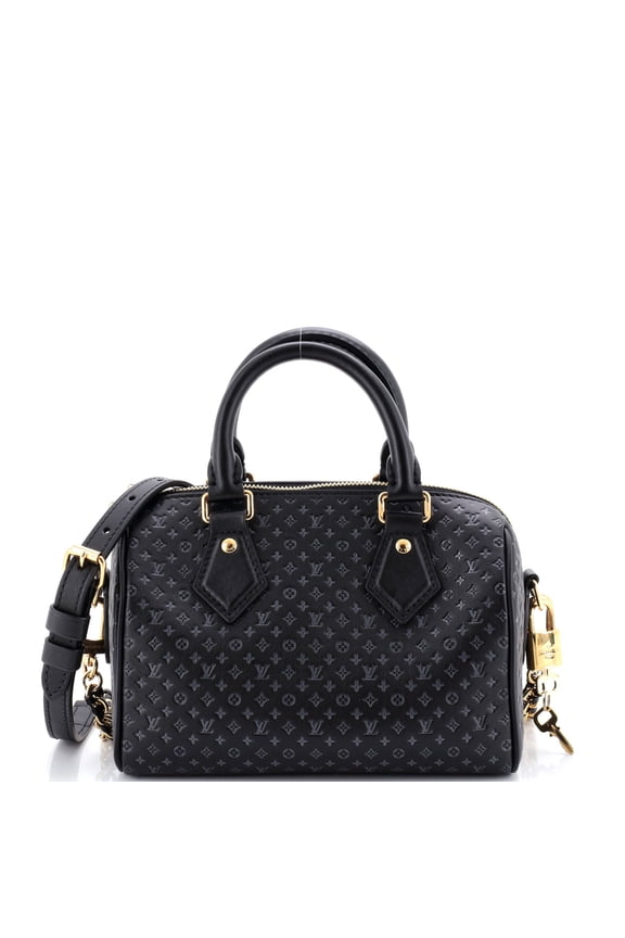 Pre-Owned Speedy Bandouliere Bag Nanogram Embossed Leather 20 By Rebag