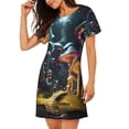 thumbnail image 2 of Disketp Purple Glowing Mushroom para Camisón Corto de Manga Corta para Mujeres, Camisón Cómodo con Escote Redondo, Bonito y Confortable, 2 of 6