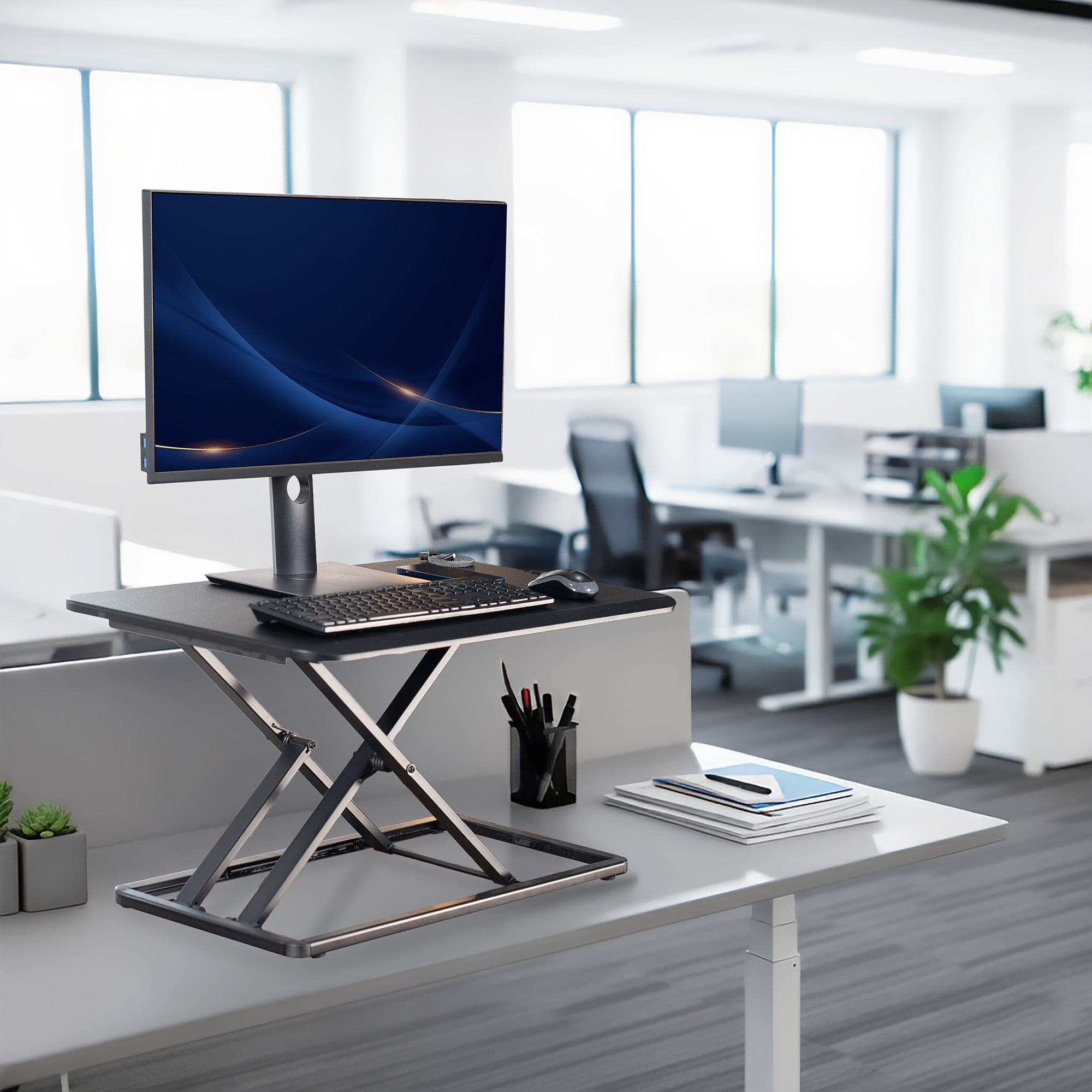 VIVO Economy Height Adjustable 29" Standing Desk Sit Stand Desktop Monitor Riser