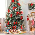 thumbnail image 4 of FMSHPON Thanksgiving Day Harvest Festival Delicious Turkey Pie Vegetables Fruits Pumpkin Pilgrim Hat Autumn Xmas Christmas Tree Skirt Stand Mat for Holiday Party Decoration Indoor Outdoor 48 inches, 4 of 6