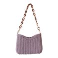thumbnail image 2 of Bolso de mano con cadena para mujer, bolso de mano informal tejido de color sólido de paja para mujer (púrpura) Tmvgtek Para Estrenar, 2 of 7