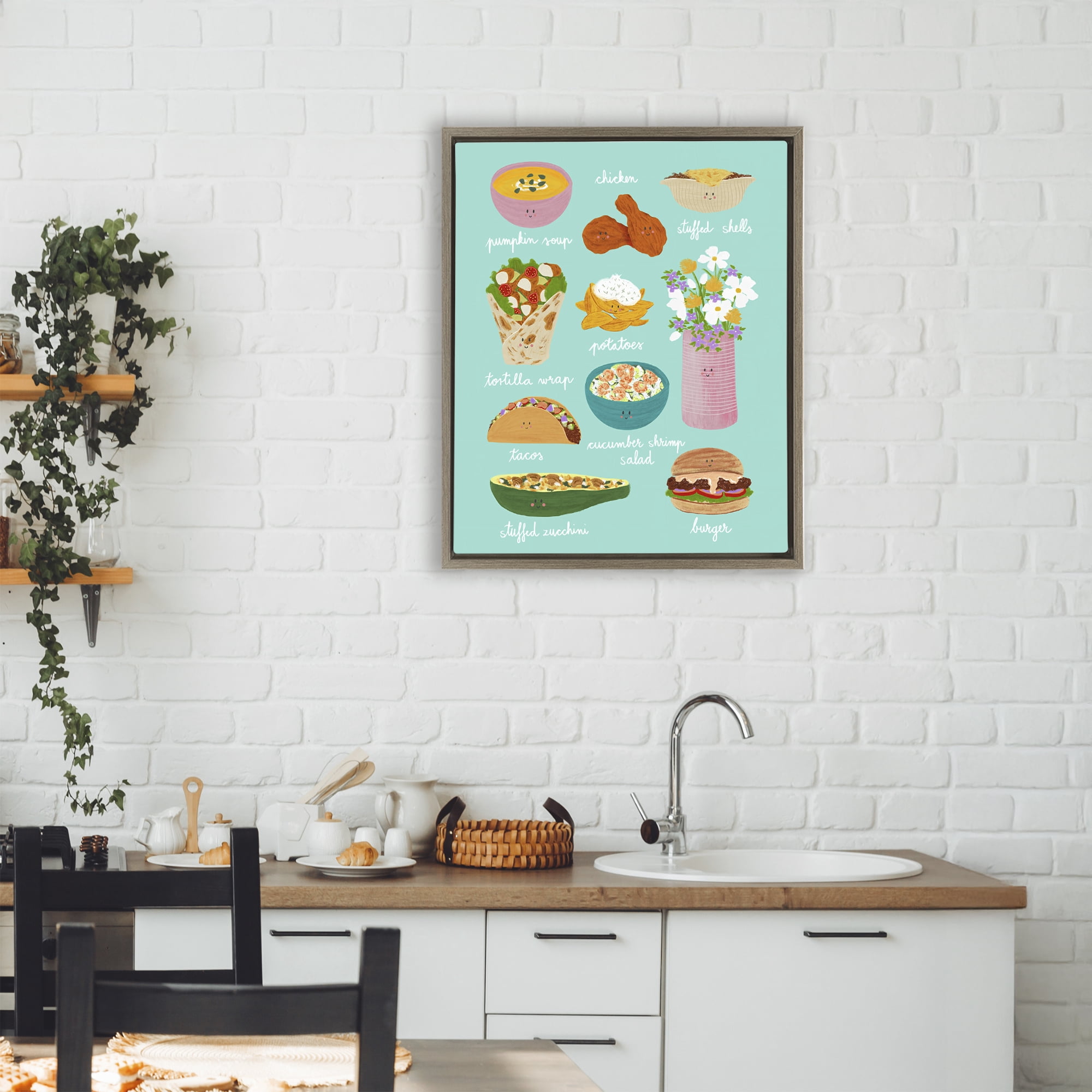Stupell Industries Gourmet Lunch Food Collection Brown Framed Floater Canvas Wall Art, design by Metka Hiti