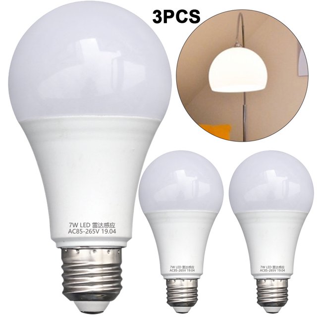 3 Bombillas LED E27 SMD5730 Con Sensor (7 W) Color Blanco