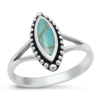 CHOOSE YOUR COLOR Simulated Turquoise Wholesale Postmodern Bali Ring 925 Sterling Silver Band Blue CZ Female Size 7