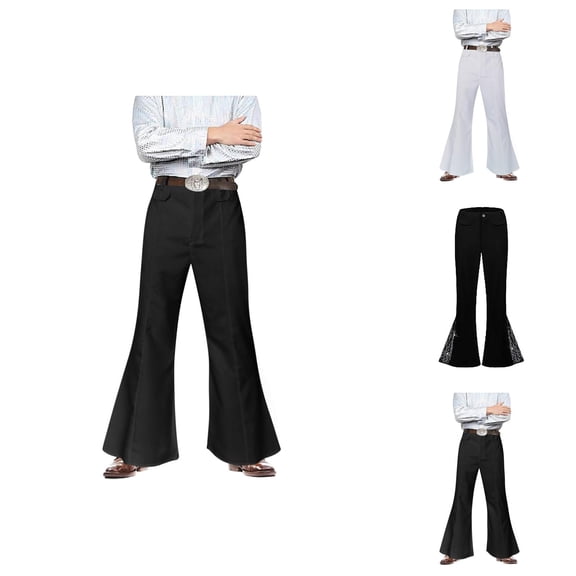 70s Disco Pants for Men 2025 Classic Mens Bell Bottom Casual Pants 70s Disco Outfits Flared Trousers