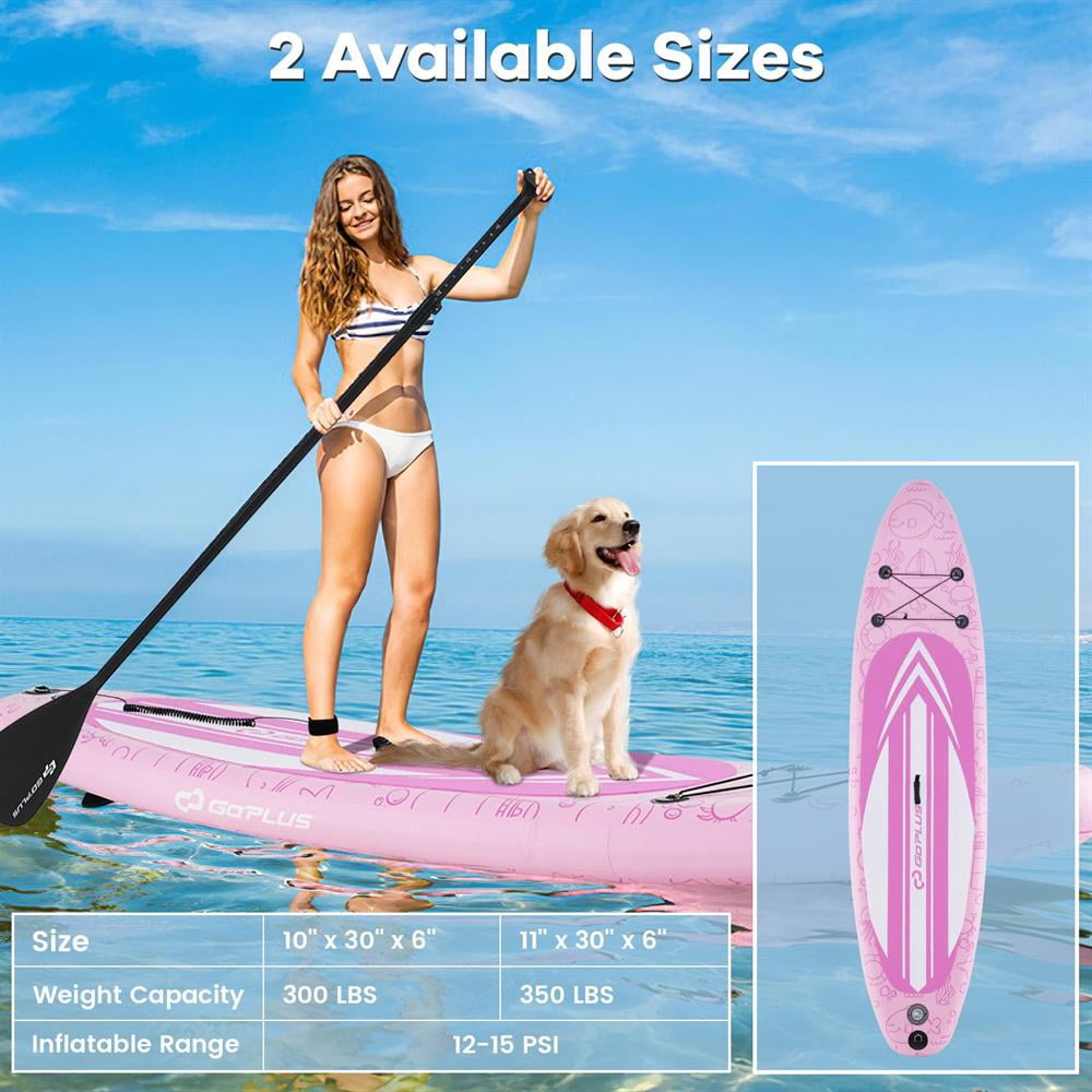 Topcobe Inflatable Stand Up Paddle Board iSUP Board Accessories with 3 Fins and Backpack, Workout Equipment for Indoor Outdoor-L