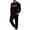 A Black, variant on Men's Casual Sports Two-Piece Set - Color-Blocked Round-Neck Top With Elasticated Bottom Pants Set Black Xxl