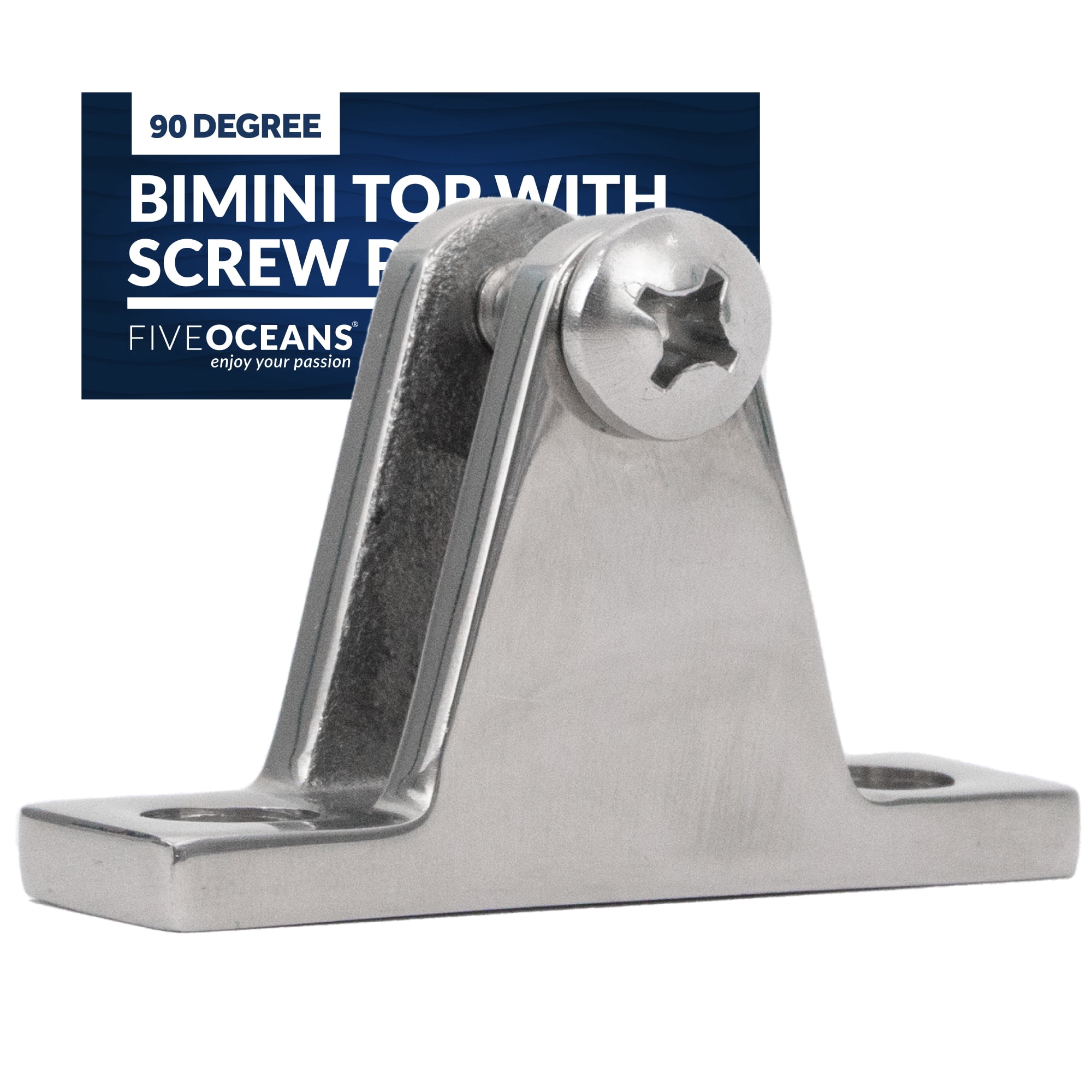Five Oceans Marine Bimini Top 90 Degree Deck Hinge with Screw Pin, Heavy Duty AISI316 Stainless Steel, Ideal for Pontoon, Fishing, Ski Boats FO367
