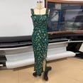 thumbnail image 6 of Bohemian Floral High Low Flowy Dress for Women Summer Elegant Square Neck Sleeveless Ruffle Beach Vacation Dresses, 6 of 7