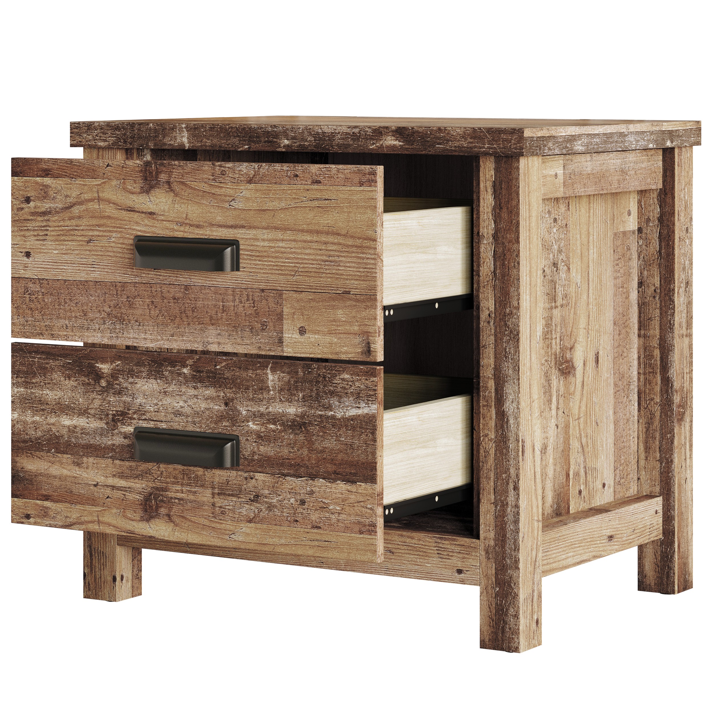 Home Design Racine 2 Drawer Nightstand, Vintage Oak