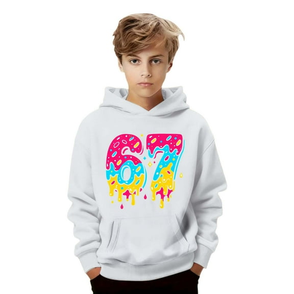 67 shirt G'irls Casual Print Long Sleeve Crewneck Pullover Sweatshirt Soft Hoodie For Everyday Wear