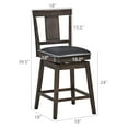thumbnail image 3 of Set of 3 Swivel Bar Stool 24 inch Upholstered Seat Bar Chair Counter Kitchen Pub, 3 of 10