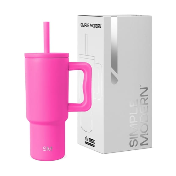 Simple Modern 24oz Trek Tumbler with handle and Silicone Straw Lid | Raspberry Vibes