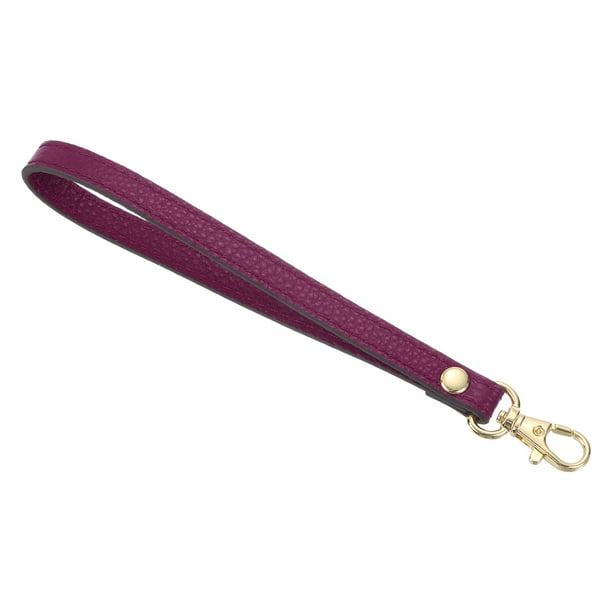 Correa de muñeca de cuero Uxcell, 190mm/7.48" Correa de mano para billetera de clutch, llavero, bolsa DIY (Púrpura profundo, Oro)