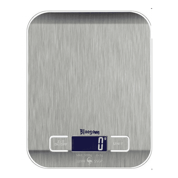 Bascula Bloosom Digital Para Cocina Acero Inoxidable 5 Kg/1g Lcd Plateado