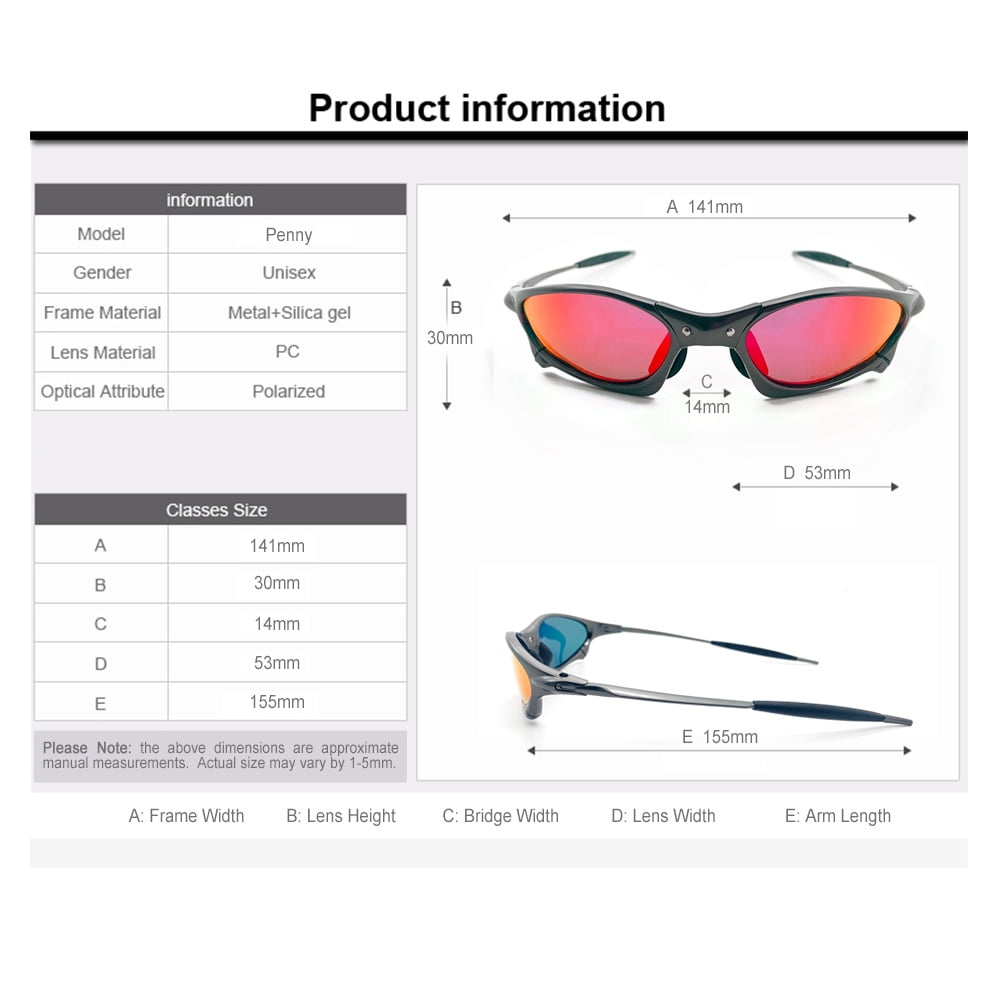 USA Penny X-Metal Polarized Sunglasses with Ruby Iridium Lenses & Metal Frames 