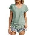 thumbnail image 2 of GaThRRgYP Women's Short Sleeve Tops for Summer,Ladies' Casual Solid Color V-neck Pocket Short Sleeved T-shirt Top Green XL, 2 of 9