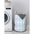 thumbnail image 3 of Oriental Laundry Bag, Digital Drawn Ethnic Folkloric Floral Motifs in Rhombus Repeated Arrangement, Basket with Handles Drawstring Closure for Laundromats, 13" x 19", Blue Lavender, by Ambesonne, 3 of 4
