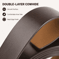 thumbnail image 4 of Men's Big and Tall Leather Belt, 1.38" Wide Pin Buckle Belt, Double-Layer Cowhide Belt for Jeans and Dress Pants, Waist 33"-61", Black or Brown - TRISJEM, 4 of 9