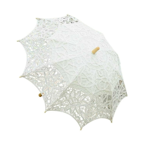 Sombrilla de Encaje Fernando para Novia Beige Mango de Madera