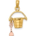 thumbnail image 4 of 14K Two-Tone Rose And Yellow Gold 3-D Beach Bucket Shovel Charm (14.8 X 11.6) Made In United States k9239, 4 of 5