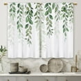 thumbnail image 4 of Sage Green Eucalyptus Kitchen Curtains Mint Olive Green Botanical Leaves Small Short Cafe Window Curtains Watercolor Flower Bathroom Drapes Treatment Tier Curtains 2 Panels (27.5x39 Inch), 4 of 6